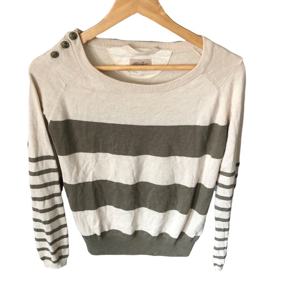 Aritzia Sweaters - Wilfred Free Wool-blend Green and white Striped Sweater